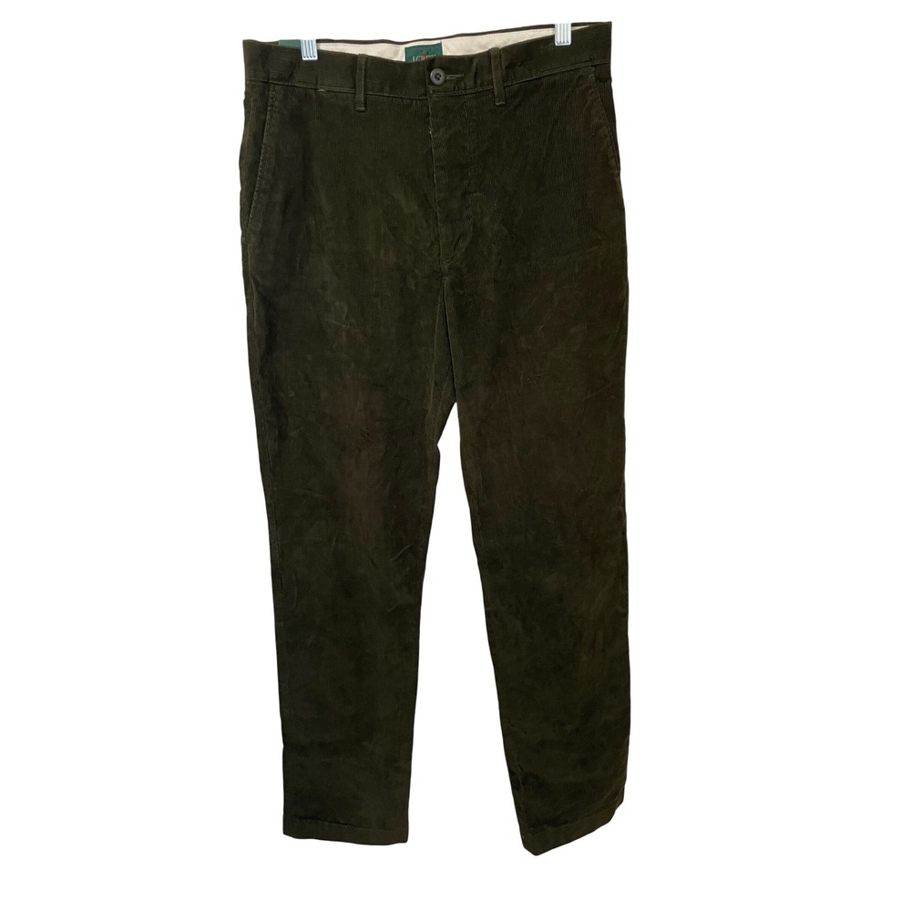 J.Crew Classic Straight Corduroy Pants Dark Olive Green 30x32 Oarsman - Picture 1 of 8